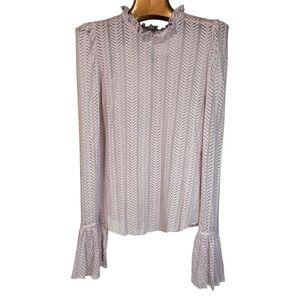 Free People Purple Lilac Sheer Ruffle Neck Bell Cuff Top M